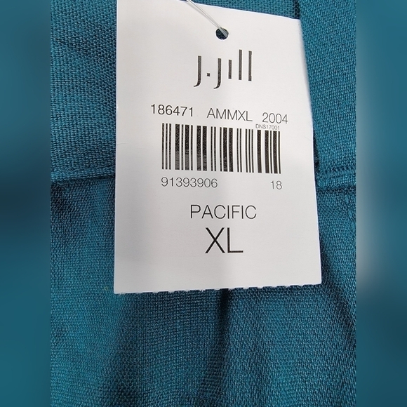 J. Jill Womens Wide Leg Linen Stretch Pants XL Teal Green Belted High Rise New - Picture 3 of 12